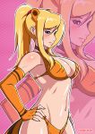  1girl animal_ears bikini blonde_hair breasts chobi-pho choker looking_at_viewer metroid navel ponytail samus_aran stomach swimsuit 