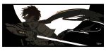  1boy bayashiko doudanuki_masakuni highres male_focus open_mouth profile scar short_hair solo sword touken_ranbu weapon yellow_eyes 