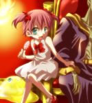  1girl arc_the_lad arc_the_lad_ii child choko_(arc_the_lad) corpse dress flat_chest redhead ribbon short_twintails skirt slime solo twintails white_background yellow_ribbon younger 