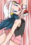  1girl blue_eyes blue_hair breasts female hainchu hikari_(pokemon) long_hair nintendo poke_ball pokemon smile 
