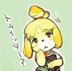  1girl blonde_hair dog doubutsu_no_mori furry hair_ornament nintendo ponytail shizue_(doubutsu_no_mori) short_hair solo uniform 