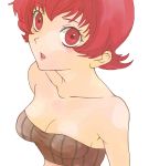  1girl bare_shoulders breasts cleavage iria_animi open_mouth red_eyes redhead short_hair tales_of_(series) tales_of_innocence 
