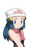  1girl blue_eyes blue_hair breasts female hainchu hikari_(pokemon) long_hair navel nintendo pokemon smile solo 