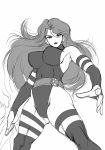  1girl breasts female hikawadou large_breasts leotard marvel monochrome psylocke sketch solo white_background 