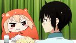  &gt;_&lt; animated animated_gif bed chibi closed_eyes dinner doma_taihei doma_umaru glasses hamster_costume himouto!_umaru-chan siblings 