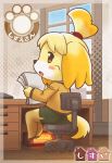  1girl blonde_hair dog doubutsu_no_mori furry hair_ornament nintendo ponytail shizue_(doubutsu_no_mori) short_hair solo uniform 