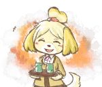  1girl blonde_hair dog doubutsu_no_mori furry hair_ornament nintendo ponytail shizue_(doubutsu_no_mori) short_hair solo uniform 