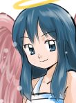  1girl angel blue_eyes blue_hair female hainchu hikari_(pokemon) long_hair nintendo pokemon smile wings 