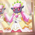  10s crystal diancie dress mirror no_humans pokemon pokemon_(game) pokemon_xy red_eyes reflection solo veil 