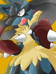  00s clenched_hands fur lucario mega_lucario mega_pokemon open_mouth pokemon pokemon_(game) pokemon_dppt ragujuka_(aachi) teeth 