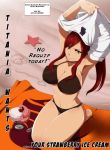  1girl bikini blush breasts erza_scarlet fairy_tail food ice_cream large_breasts redhead smile swimsuit 