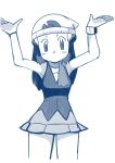  1girl female hainchu hikari_(pokemon) long_hair monochrome navel nintendo pokemon simple_background sketch solo 