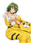  00s breasts green_hair ikkitousen kyocho_chuukou large_breasts towel 