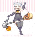  1girl artist_request blush final_fantasy final_fantasy_xiv halloween lalafell looking_at_viewer pointy_ears smile twintails wide_hips 