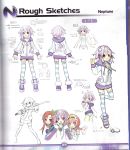  3girls absurdres character_sheet choujigen_game_neptune collar compa female fighting_stance frilled_legwear from_behind highres holding holding_weapon hood hoodie if_(choujigen_game_neptune) katana multiple_girls neptune_(choujigen_game_neptune) neptune_(series) official_art open_mouth panties partially_colored petite pose purple_hair short_hair sketch smile standing standing_on_one_leg striped striped_legwear striped_panties sword thigh-highs translation_request tsunako underwear violet_eyes weapon white_background 