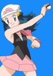  1girl blue_eyes blue_hair female hainchu hikari_(pokemon) long_hair navel nintendo poke_ball pokemon solo 
