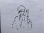  1boy animated animated_gif attack hakama ishikawa_goemon_xiii japanese_clothes katana lowres lupin_iii monochrome ootsuka_yasuo sketch sword weapon 