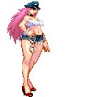  1girl animated animated_gif blowing_kiss final_fight high_heels navel pink_hair poison_(final_fight) short_shorts shorts 