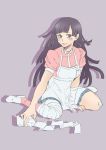  1girl bandage dangan_ronpa highres imdsound long_hair purple_hair simple_background solo tsumiki_mikan violet_eyes 