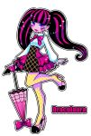  1girl draculaura high_heels lips looking_at_viewer monster_high parasol pointy_ears twintails umbrella vampire 