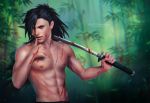  1boy bamboo blood dark_hair katana long_hair naruto outdoors red_eyes samurai solo sword uchiha_madara zetsuai89 