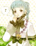  1girl ange_serena blue_hair capelet dress flower frills jewelry long_hair necklace ponytail ribbon smile tales_of_(series) tales_of_innocence violet_eyes 