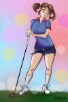  1girl brown_hair golf_club mario_golf nintendo plum_(nintendo) solo 