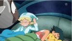  2boys animated animated_gif black_hair blonde_hair citron_(pokemon) multiple_boys pikachu pokemon pokemon_(anime) satoshi_(pokemon) surprised tyrunt 
