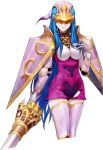  1girl armor atlus blue_hair genei_ibunroku_#fe helmet mask official_art sheeda_(gir#fe) weapon 