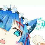  1girl cat lowres re:zero_kara_hajimeru_isekai_seikatsu rem_(re:zero) short_hair 