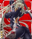  1girl armor asagiri ass aura breasts card_(medium) fuuka_suou mask ninja pose solo taimanin_asagi taimanin_asagi_battle_arena weapon 