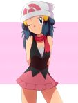  00s 1girl blue_eyes blue_hair blush female hair_ornament hat hikari_(pokemon) long_hair looking_at_viewer love_(pspdspsp) nintendo one_eye_closed pokemon pokemon_(anime) pokemon_(game) pokemon_dppt scarf smile solo wink 