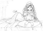  1girl artist_request breasts cleavage dark_souls female large_breasts monochrome queen_of_sunlight_gwynevere solo souls_(from_software) tagme 