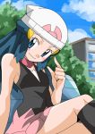  1girl blue_eyes blue_hair hainchu hikari_(pokemon) nintendo pokemon solo 
