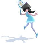  1girl black_hair blue_shoes crown earrings jewelry mario_tennis mario_tennis:_ultra_smash nail_polish nintendo official_art pantyhose racket rosetta_(mario) shoes super_mario_bros. super_mario_galaxy white_legwear 