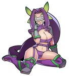  00s 1girl breasts cleavage digimon digimon_frontier fairymon female navel purple_hair smile solo splashbrush stomach visor 