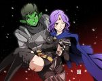  armor beast_boy_(dc) dc_comics eudetenis galactic_overlord green gun raven_(dc) suit tagme teen_titans thigh-highs weapon 