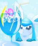  00s bubble cup drinking_glass flower food fruit glaceon ice lemon maiko_(moko) pokemon pokemon_(game) pokemon_dppt straw 