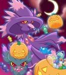  00s 90s candy clouds halloween jack-o&#039;-lantern lollipop maiko_(moko) misdreavus mismagius moon night pokemon pokemon_(game) pokemon_dppt pokemon_gsc pumpkin 