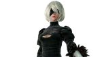  1girl absurdres black_dress blindfold breasts cleavage cleavage_cutout dress highres mole mole_under_mouth nier nier_automata official_art short_hair silver_hair solo square_enix upper_body yorha_no.2_type_b 