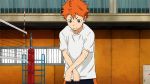  1boy 1girl animated animated_gif blush embarrassed haikyuu!! hinata_shouyou orange_hair surprised yachi_hitoka 