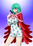  1girl bare_legs breasts cape donquixote_pirates dress female green_hair large_breasts legs licking_lips nel-zel_formula older one_piece solo standing sugar_(one_piece) tongue tongue_out 