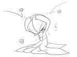  &gt;_&lt; closed_eyes gardevoir holding_head lotosu monochrome no_humans open_mouth poke_ball pokemon pokemon_(game) short_hair solo tears wavy_mouth 