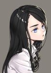  1girl black_hair blue_eyes emokakimasu grey_background long_hair original simple_background solo 