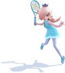  1girl blue_shoes crown earrings jewelry mario_tennis mario_tennis:_ultra_smash nail_polish nintendo official_art pantyhose pink_hair racket rosetta_(mario) shoes super_mario_bros. super_mario_galaxy white_legwear 