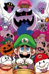  3boys alternate_form blue_eyes boo brothers candy crown cupcake doughnut dry_bones facial_hair fire food ghost ghost-pepper goomba halloween hat jack-o&#039;-lantern king_boo lollipop long_tongue luigi luigi&#039;s_mansion mario multiple_boys mustache nintendo overalls red_eyes siblings skeleton stitches super_mario_bros. tears tongue tongue_out yellow_eyes 