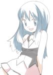  1girl blue_eyes blue_hair female hainchu hikari_(pokemon) pale_color pokemon simple_background skirt solo 