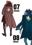 2boys back boots character_name hairlocs jolly_roger male_focus monster_boy multiple_boys namur numbered one_piece rakuyou simple_background whitebeard_pirates 
