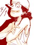  1boy crossed_arms male_focus monochrome one_piece overalls solo usopp 