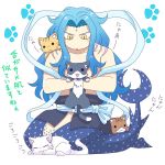  1boy blue_hair cat fukaboshi male_focus merman monster_boy one_piece prince solo 